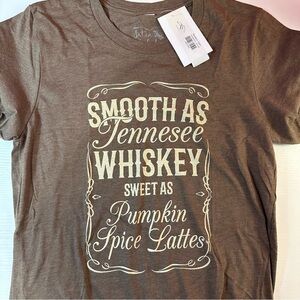 Brown Graphic Tee with Cream Text